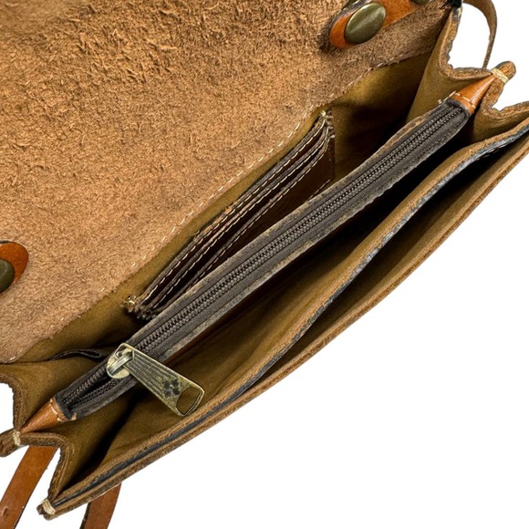 Patricia Nash Torri Tooled Brown Leather Crossbody Bag Boho Retro Floral Small - Picture 7 of 8